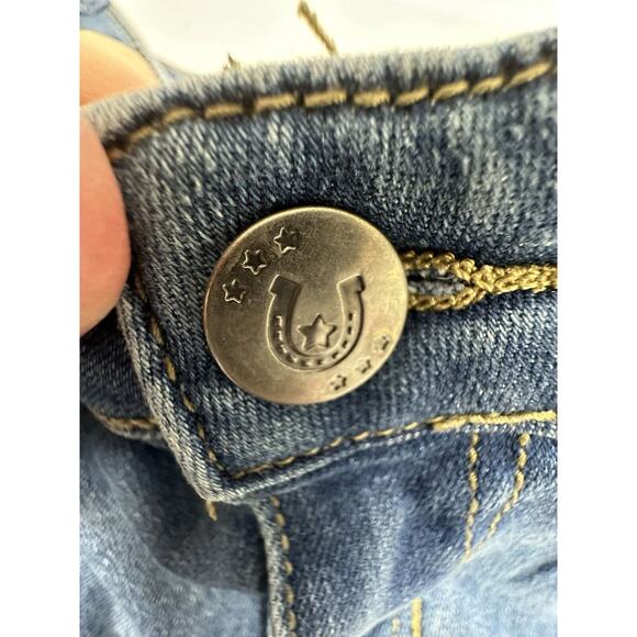 Austin Landing Womens Star Flare Jeans Size 00 Blue Stretch Crystal Western - Picture 3 of 12